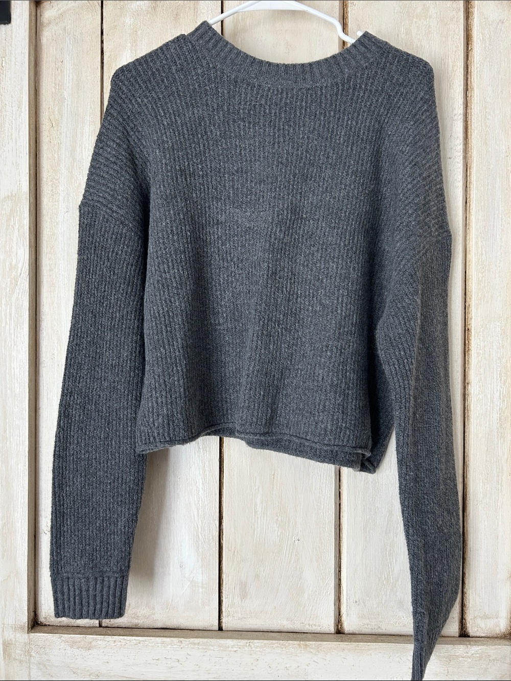 Abound Charcoal Gray Ribbed Crewneck Sweater